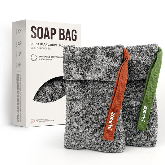 ZOMCHI 2 Pieces Soap Pouch and Soap Saver Pocket for Use in Shower, Premium Body Scrubber Shower Sponge, Exfoliating Soap bag Your Bar Soap Best Partner
